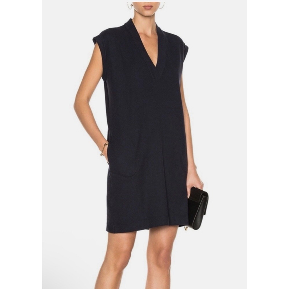 ATM Anthony Thomas Melli V Neck‎ Black Oversized Pima Cotton Dress S/p